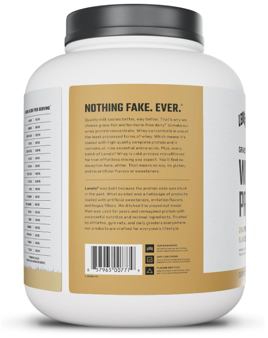 Levels Whey Protein Powder, Cappuccino, 5 lb, 24g Protein