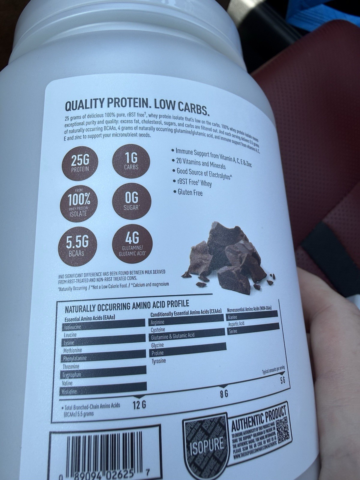Isopure Low Carb 100% Whey Protein Isolate Chocolate Protein Powder, 25g, 14 Ser
