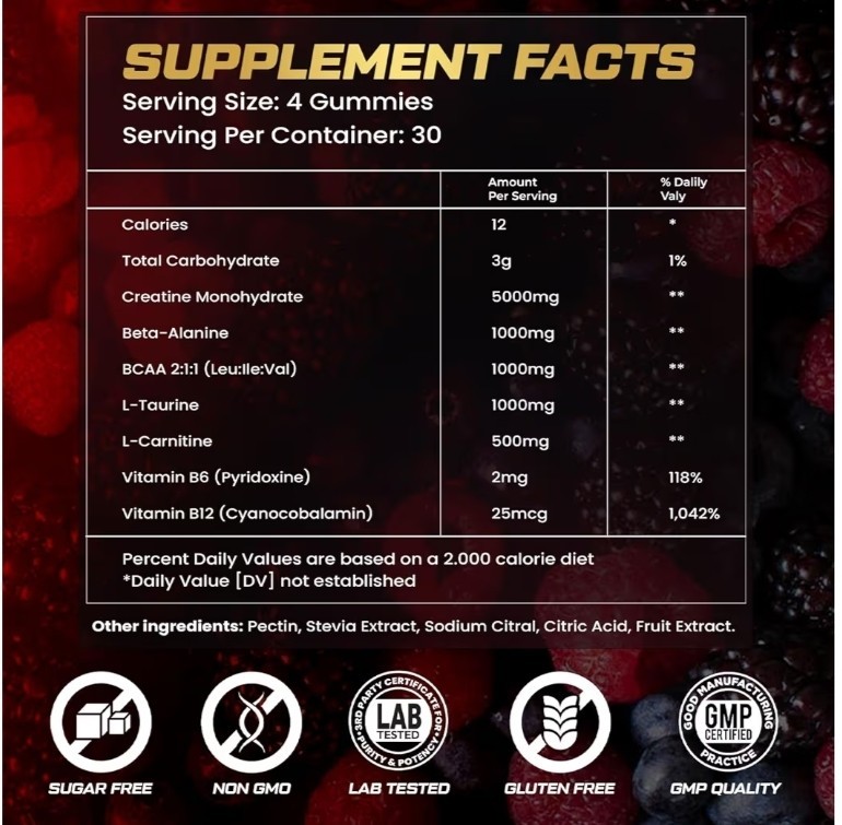 Kukaly Creatine Monohydrate Gummies for Men Women, 9000MG Creatine Gummies