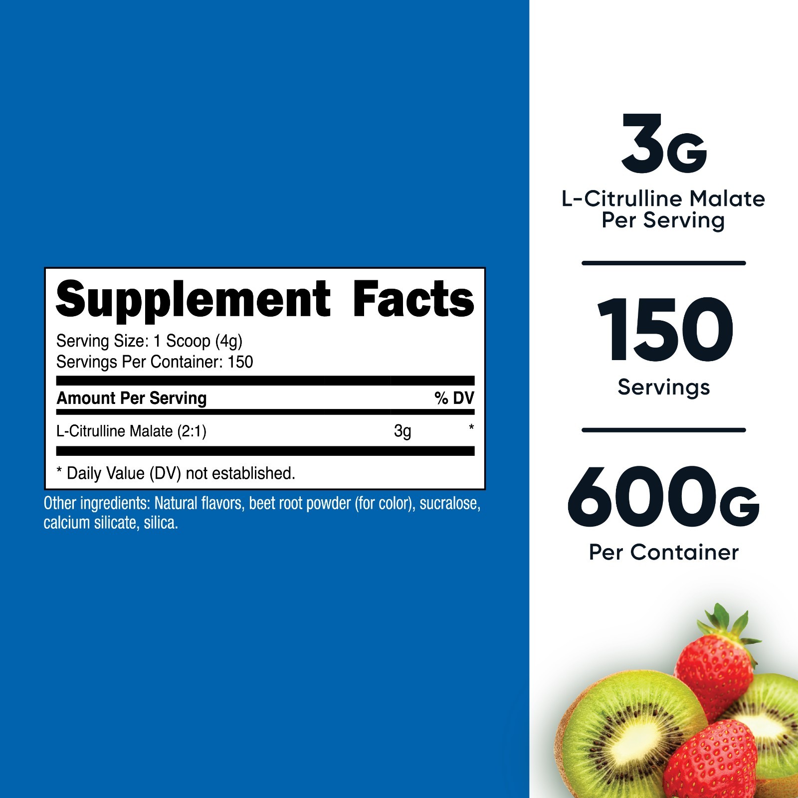 Nutricost L-Citrulline Malate Powder (600G) (Strawberry Kiwi)