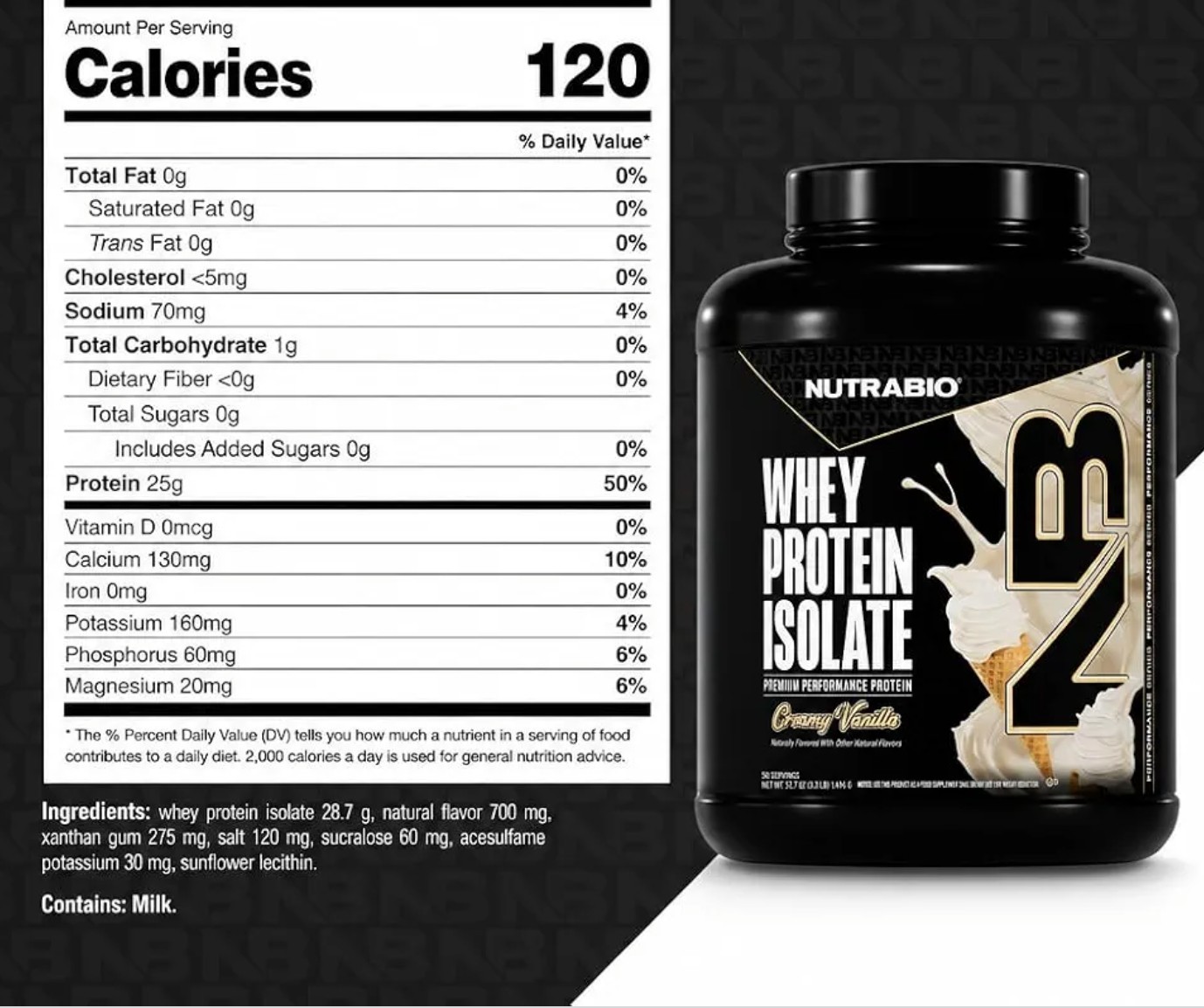 NutraBio WHEY PROTEIN ISOLATE 2 lb (30 Servings) Cinn Sugar Donut BEST BY 10/26