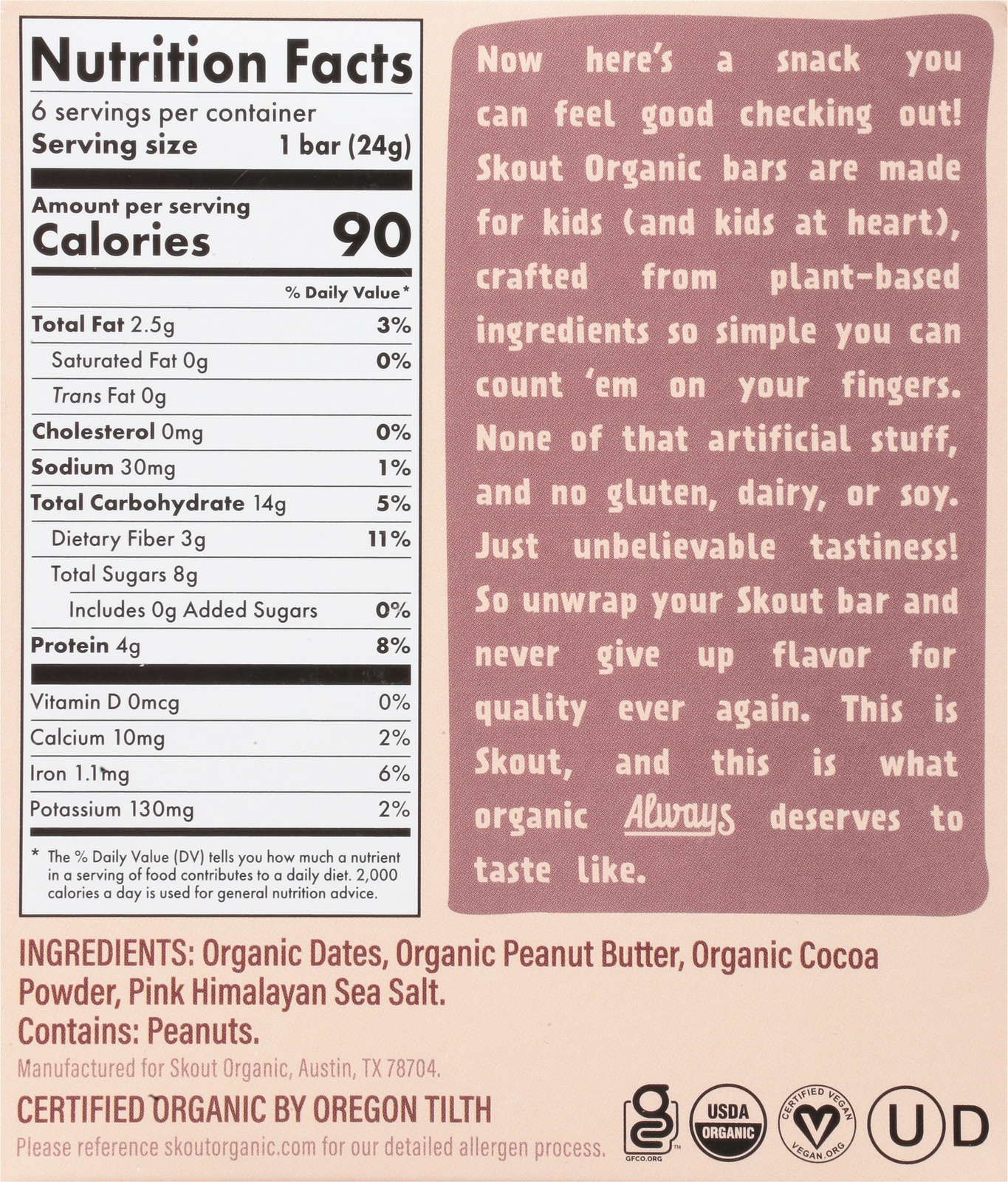 Skout Bar Kids Peanut Buttter Chocolate Chip 5.1 Oz (Pack Of 6)