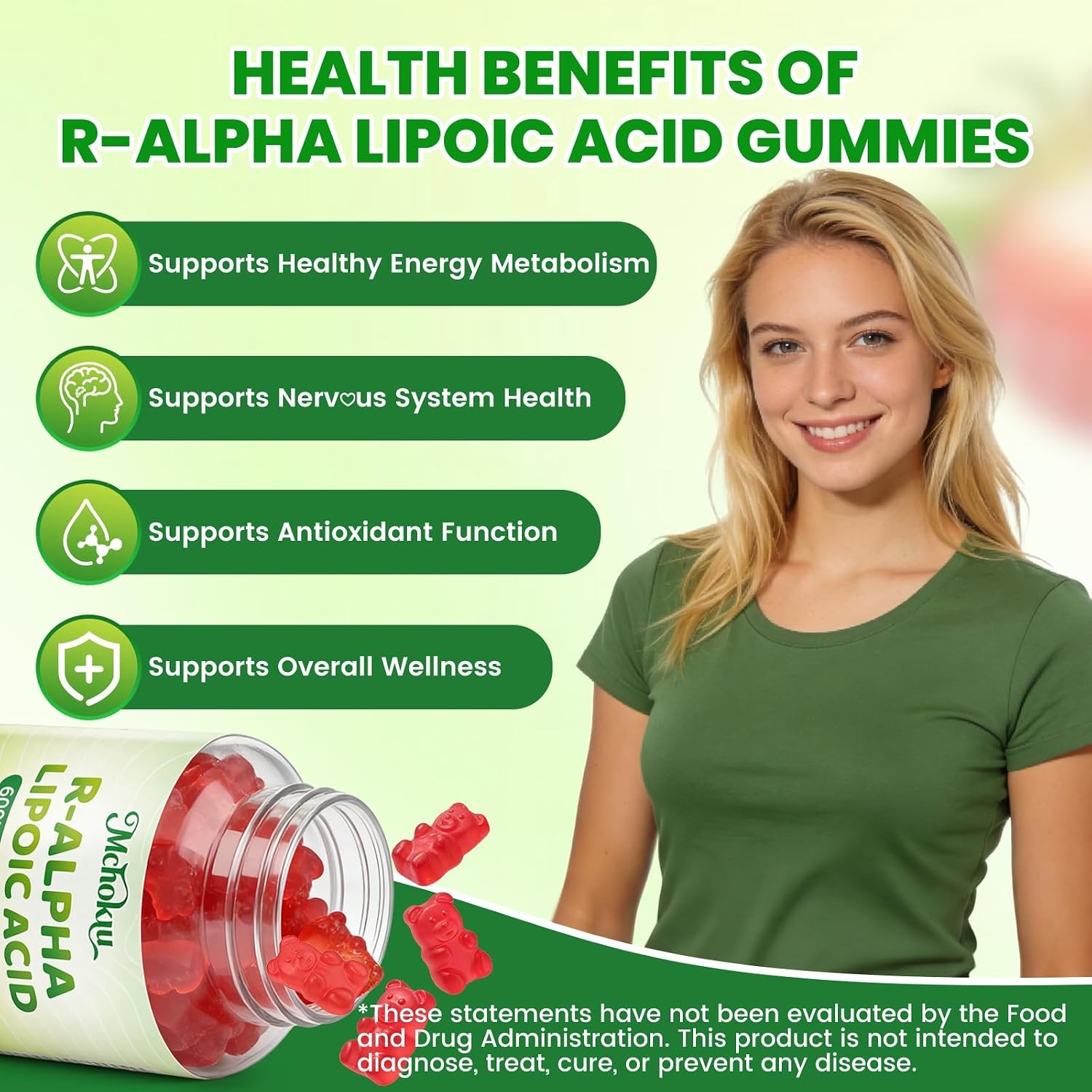 R Alpha Lipoic Acid Gummies, Stabilized R-Alpha Lipoic Acid, ALA Supplement for