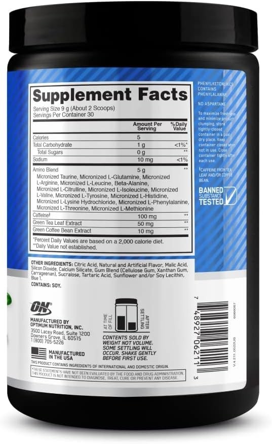 Keto-Friendly Amino Energy Powder with BCAAs – 30 Servings Blueberry Lemonade