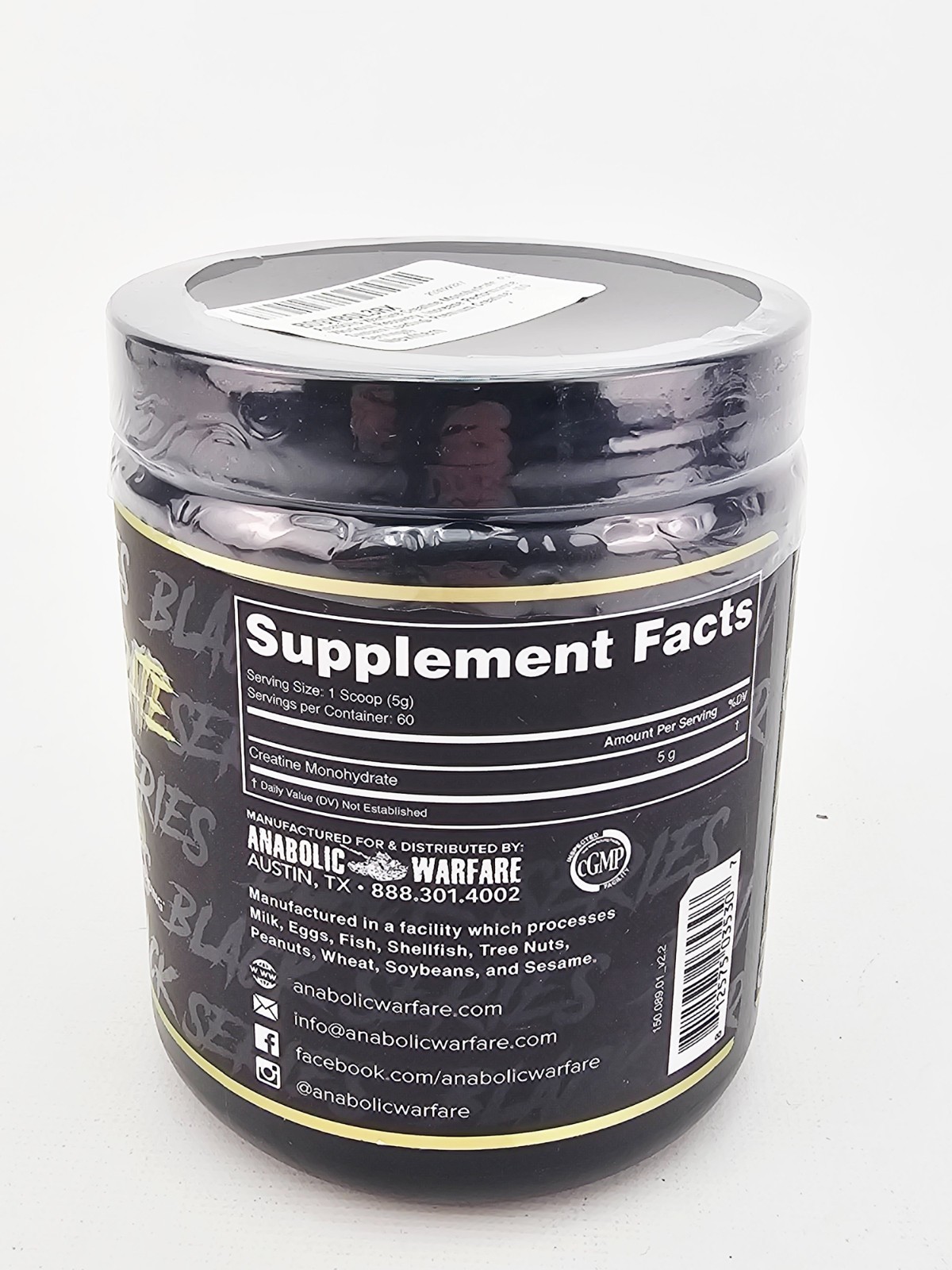 Anabolic Warfare 100% Creatine Monohydrate Unflavored Workout 10.58 oz BB12/25