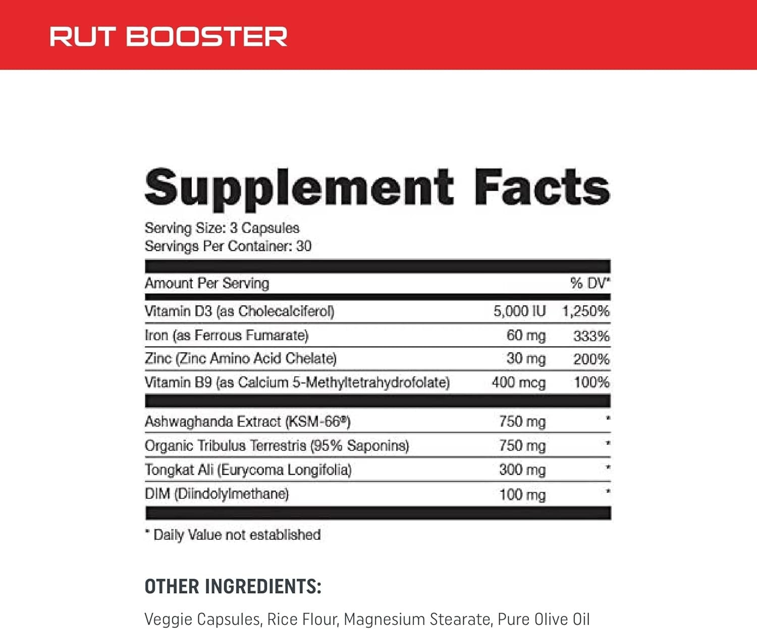 Bucked Up RUT Testosterone Booster Men Hormone Balance Muscle Gain 90 Caps 2X