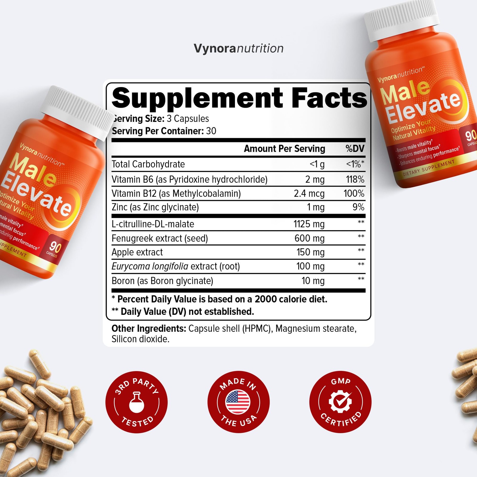 Testosterone Booster Supplement – Male Enhancing 90 Count (Pack of 1), Orange