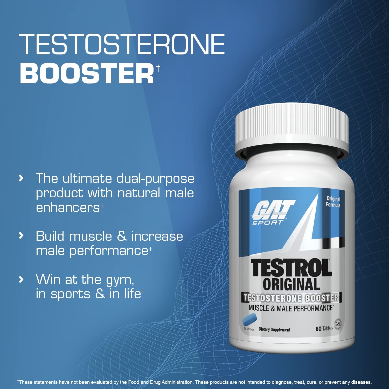 GAT Sport Testrol Original Test Booster | Male 60 count (Pack of 1)