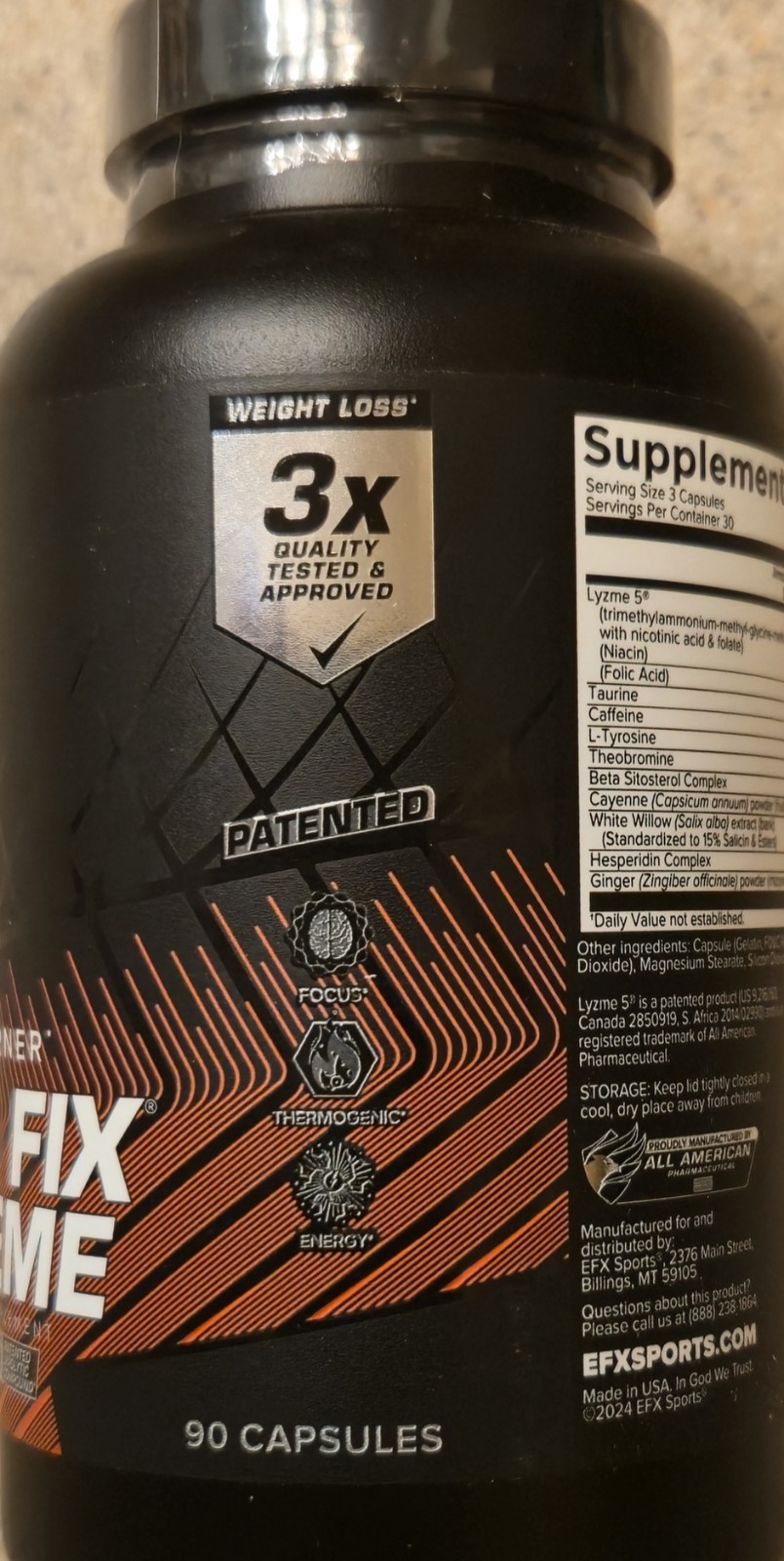 EFXSports LEAN FIX EXTREME Thermo Fat Burner 90 Caps (30 Servings) BEST BY 12/26