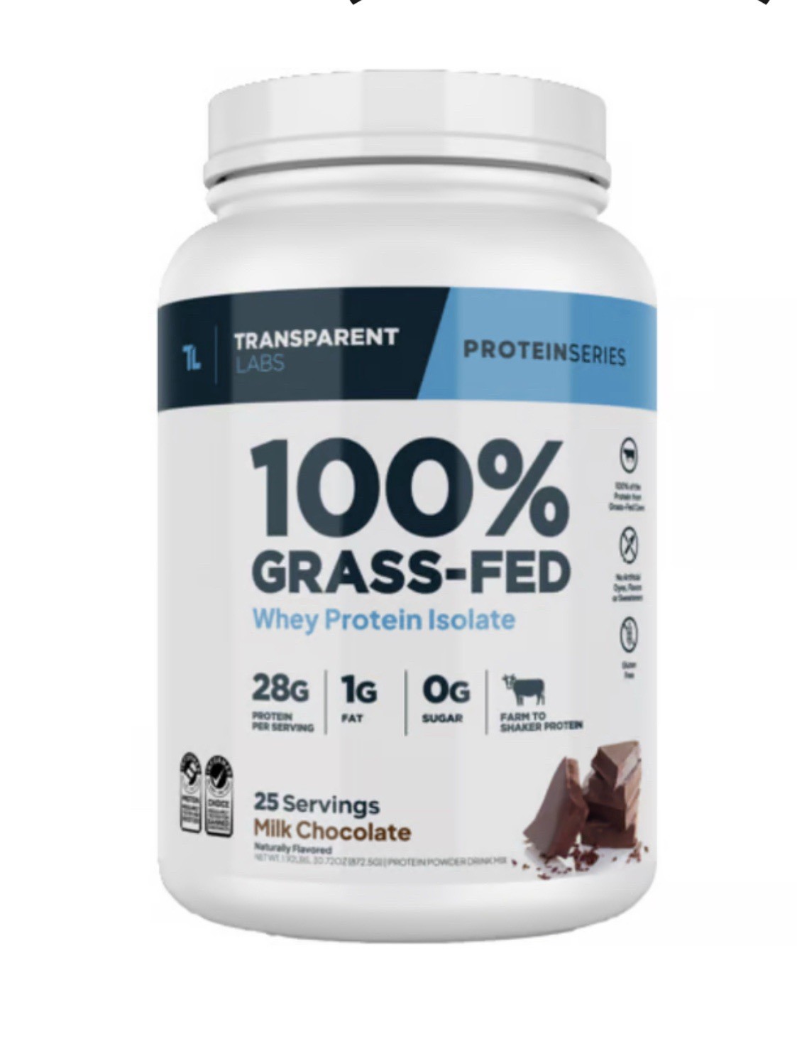 Transparent Labs 100% Grass Fed Whey Protein Isolate🍫 Milk Chocolate 25 Serving