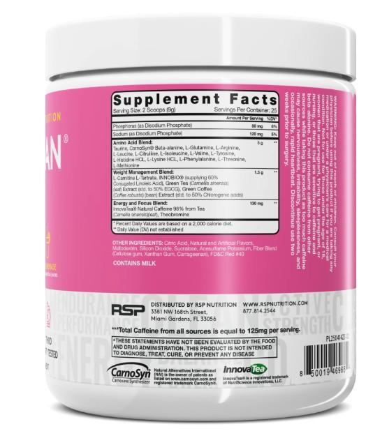 RSP Nutrition AminoLean Energy Pre Workout Powder 5g Vegan Amino Acids Exp 03/27