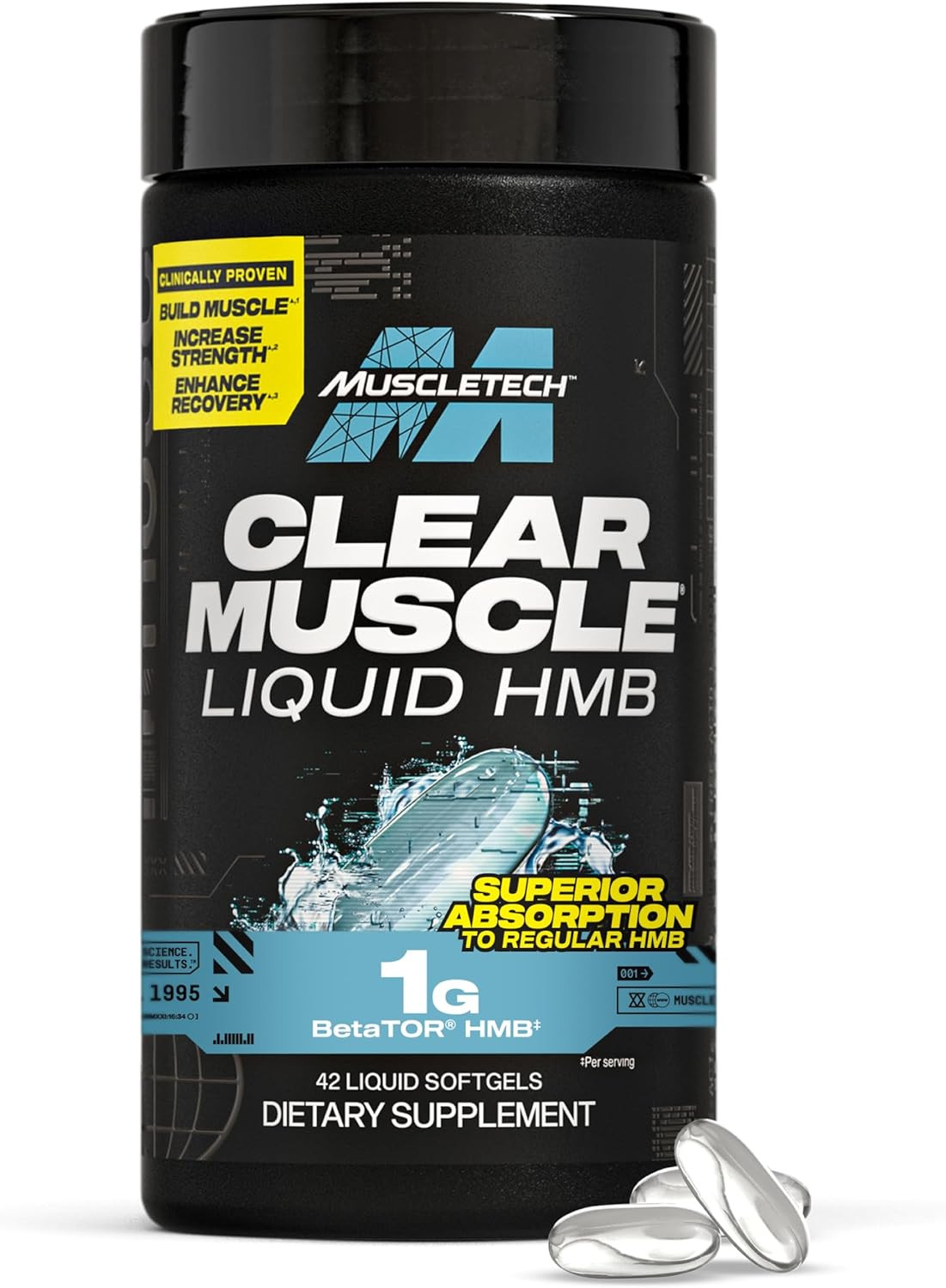 Muscletech HMB Supplements 1000mg, Clear Muscle (42 Liquid Softgels) – Highest G