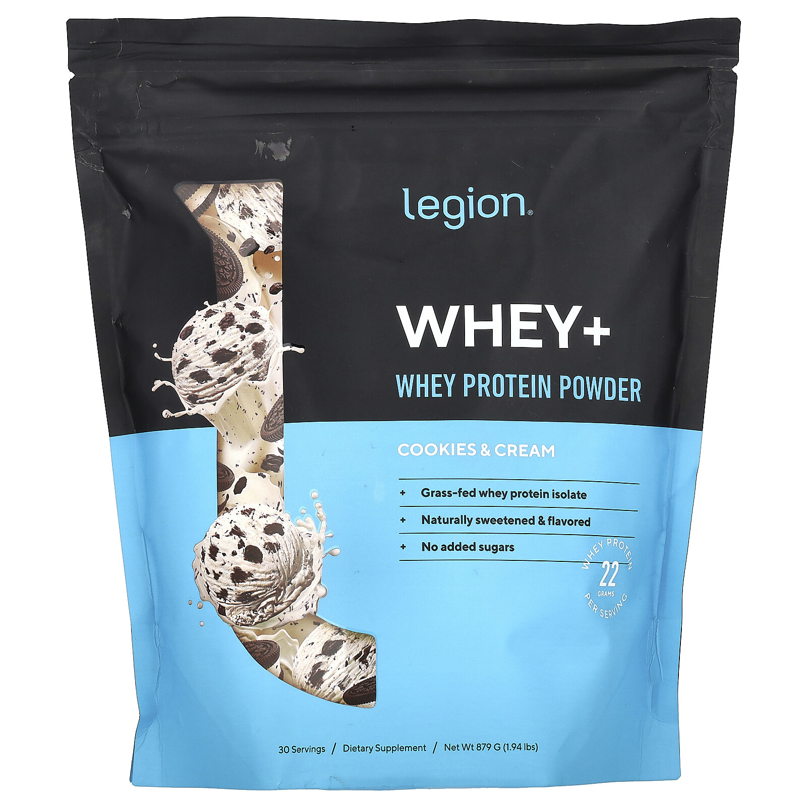 Whey+, Whey Protein Powder, Cookies & Cream, 1.94 lbs (879 g)
