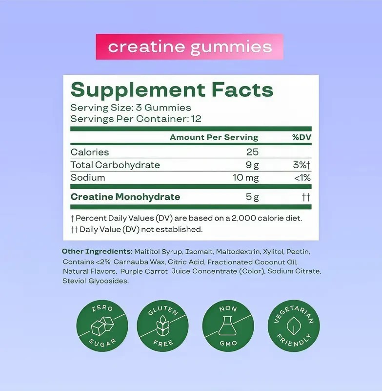 Bloom NEW Creatine Monohydrate Gummies& Sugar Free Creatine US& 5g Per Serving
