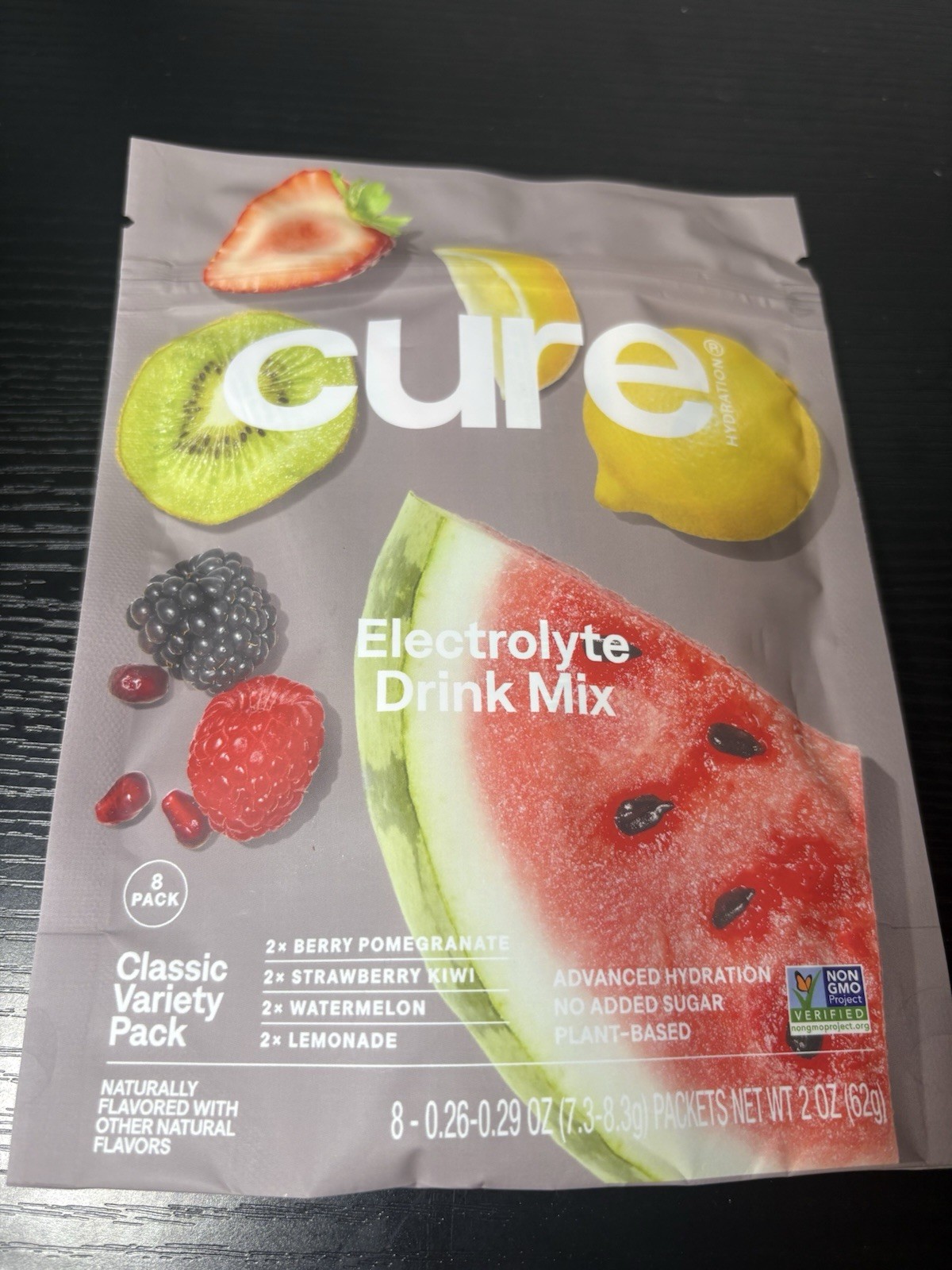 Cure Electrolyte Drink Mix No Added Sugar Vegan Variety Pack 8 Pack 2 oz