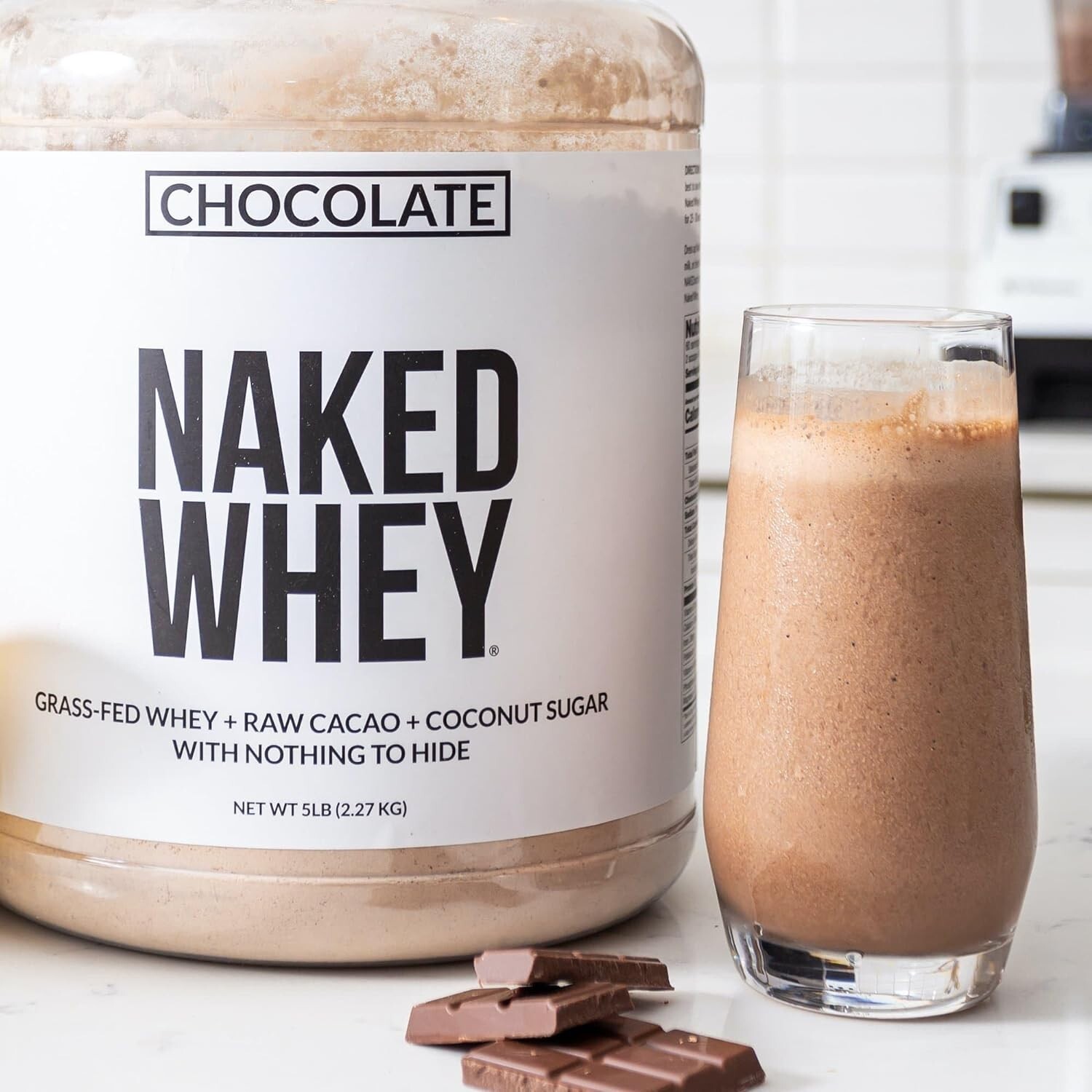 2LB Naked Whey – All Natural Grass Fed Whey Protein Powder, Organic Chocolate