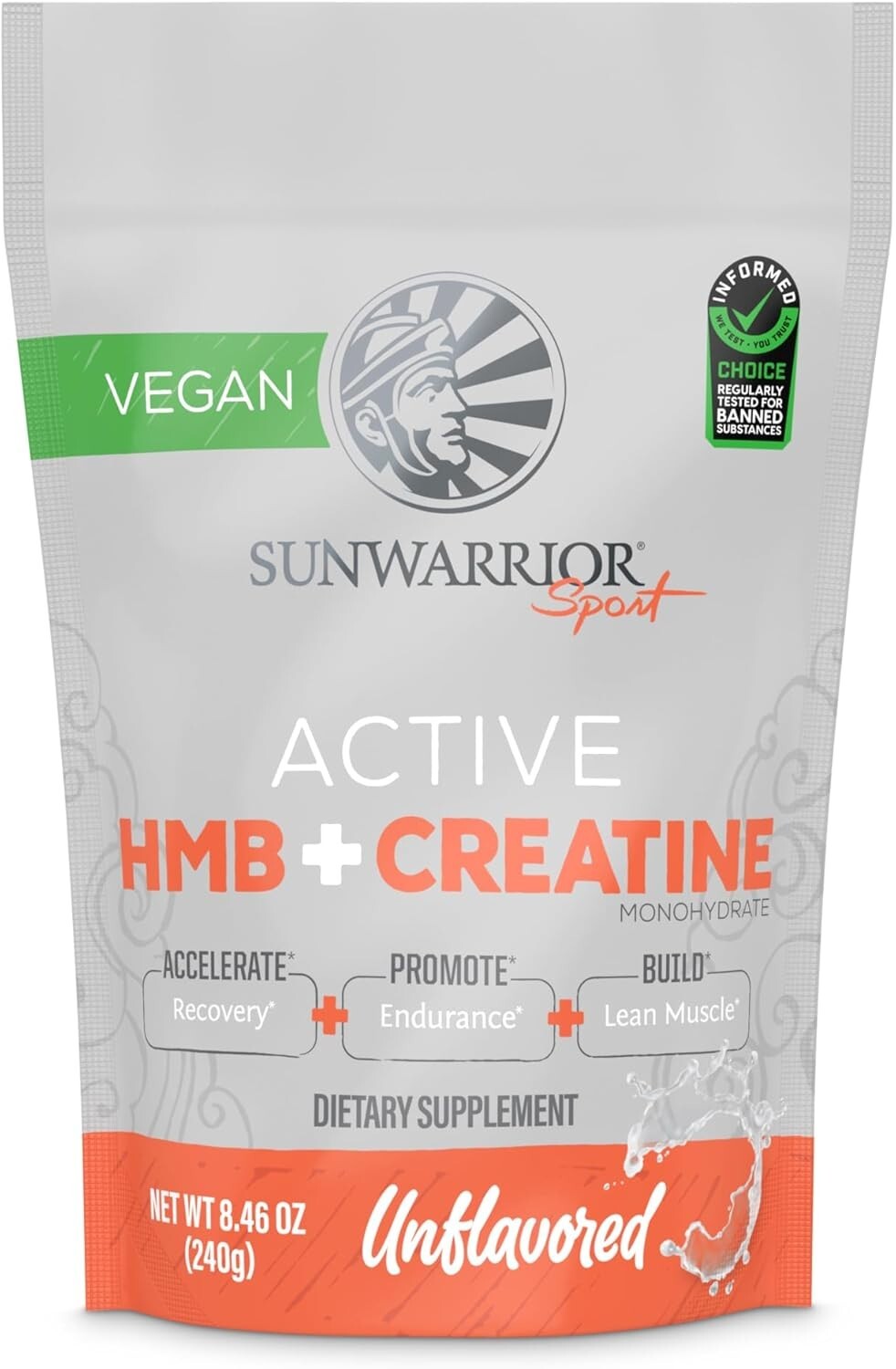 Sunwarrior HMB + Creatine Monohydrate Powder Micronized PreWorkout Leucine, 240g