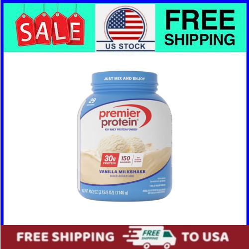 Premier Protein Whey Protein Powder, Vanilla Milkshake, 30g Protein, 29 Servings