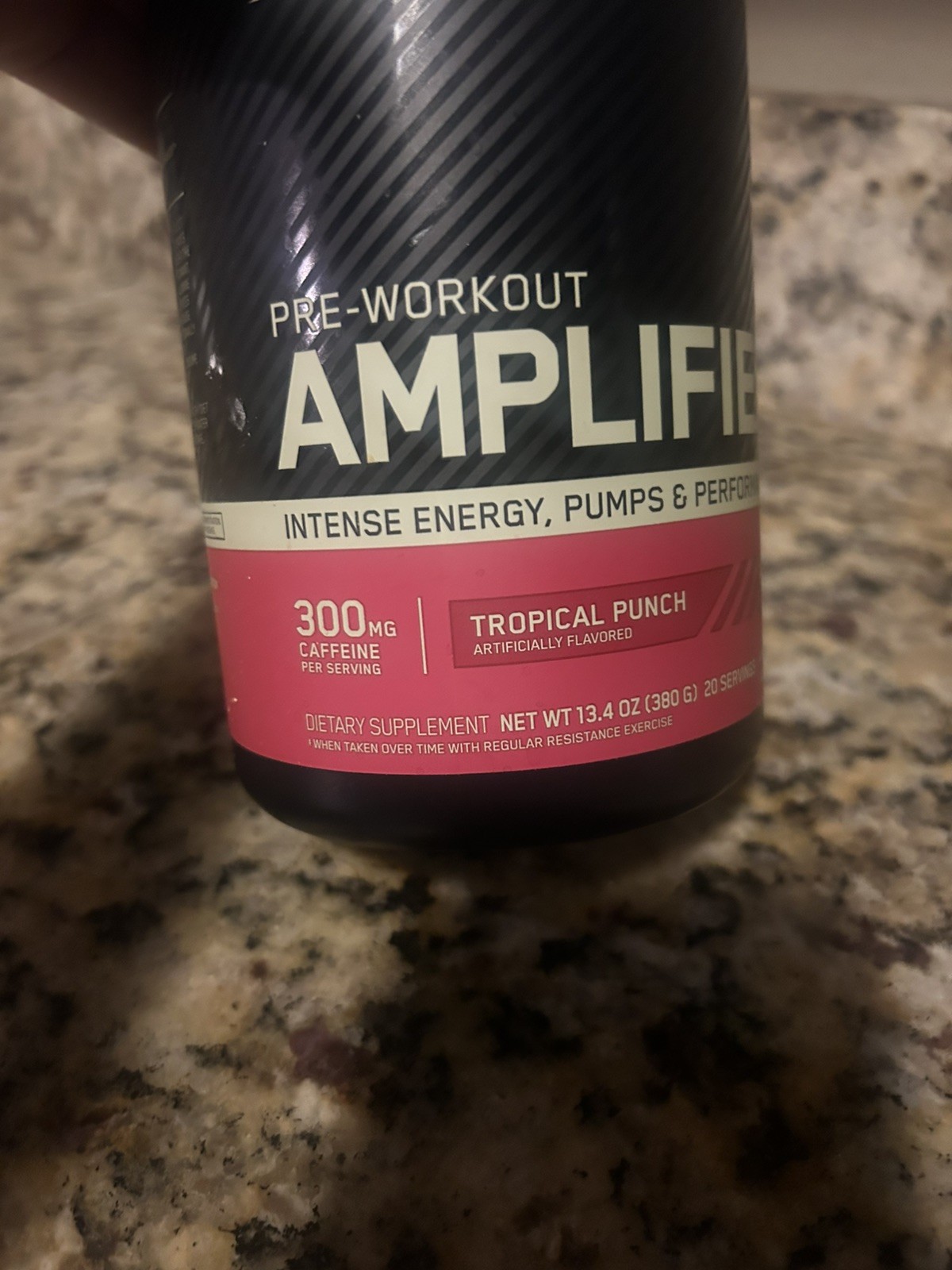 NEW! Optimum Nutrition Pre-Workout Amplifier 13.4oz (20 servings) Tropical Punch