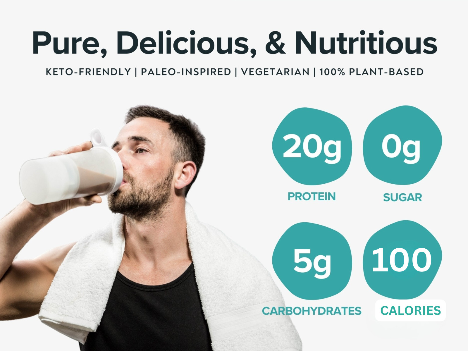 Organic Pea Protein Powder-Vegan, Vanilla, 20g Protein-Only 5 Simple Ingredients
