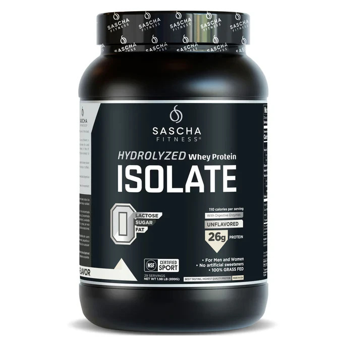 Sascha Fitness Hydrolyzed Whey Protein Isolate,100% Grass-Fed (2 Pounds, All )