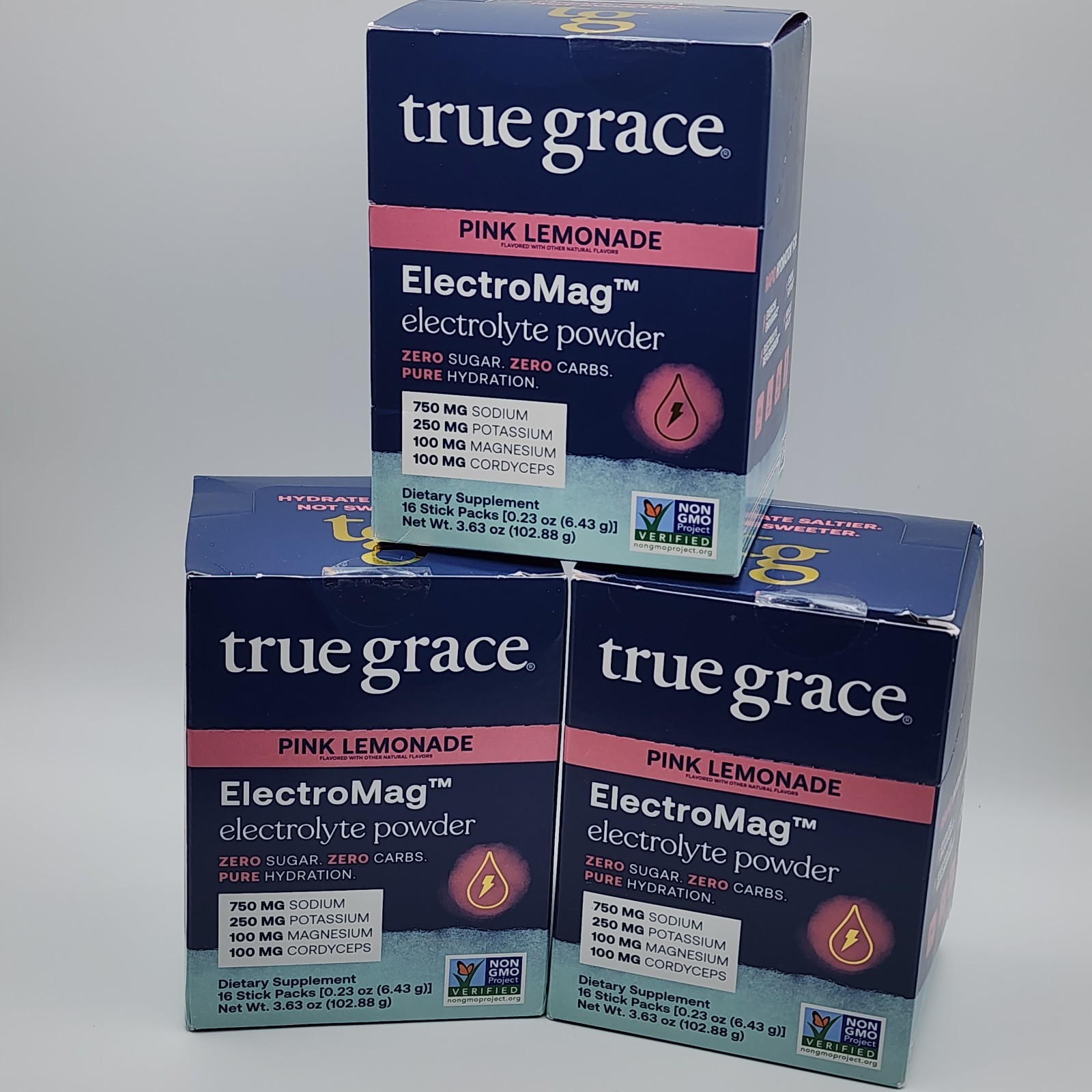 True Grace ElectroMag – 16 Stick Packs, Pack of 3 – Pink Lemonade