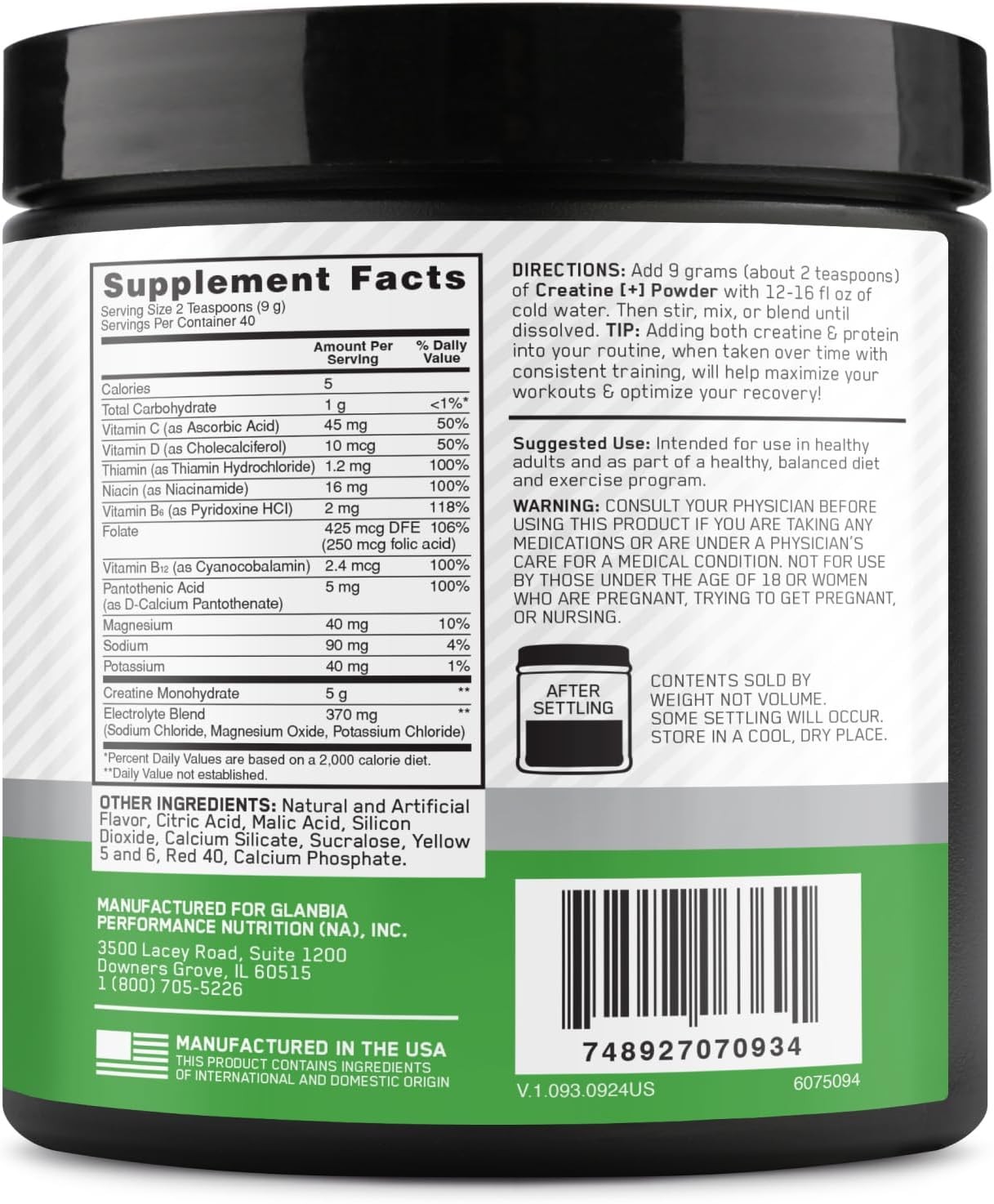 Optimum Nutrition Creatine Monohydrate Plus Powder, Orange Passionfruit Flavored