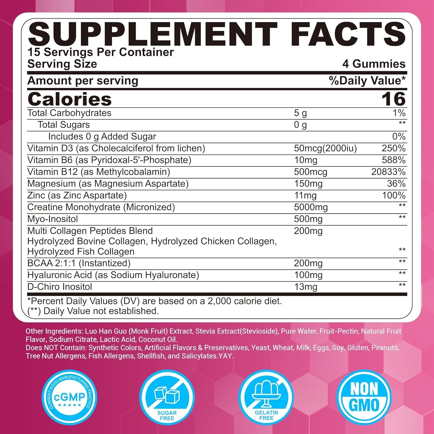 Creatine for Women Gummies, Micronized Creatine Monohydrate + Myo-Inositol