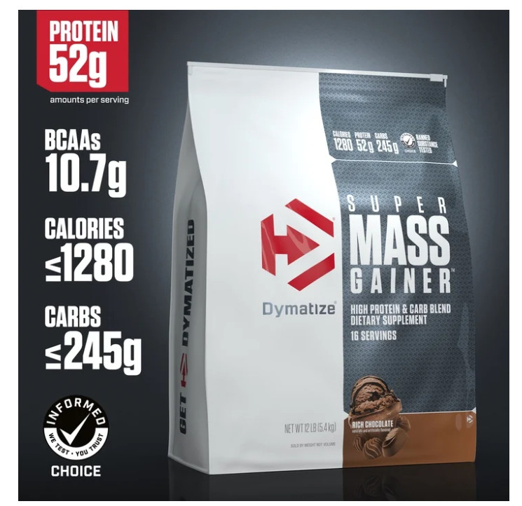 Dymatize Super Mass Gainer Rich Chocolate 12LB 52g Protein