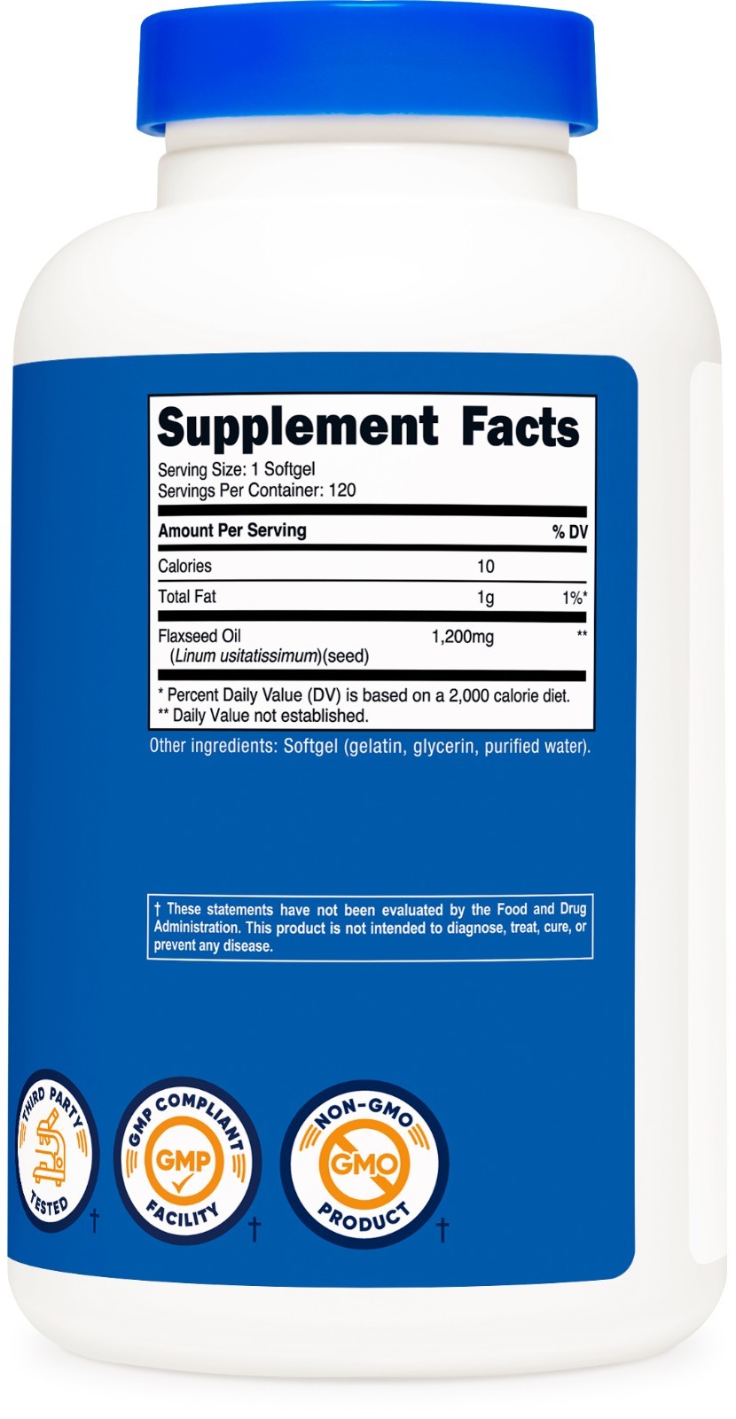 Nutricost Flaxseed Oil 120 Softgels, 1200mg per serving – GMO-Free, Gluten-Free