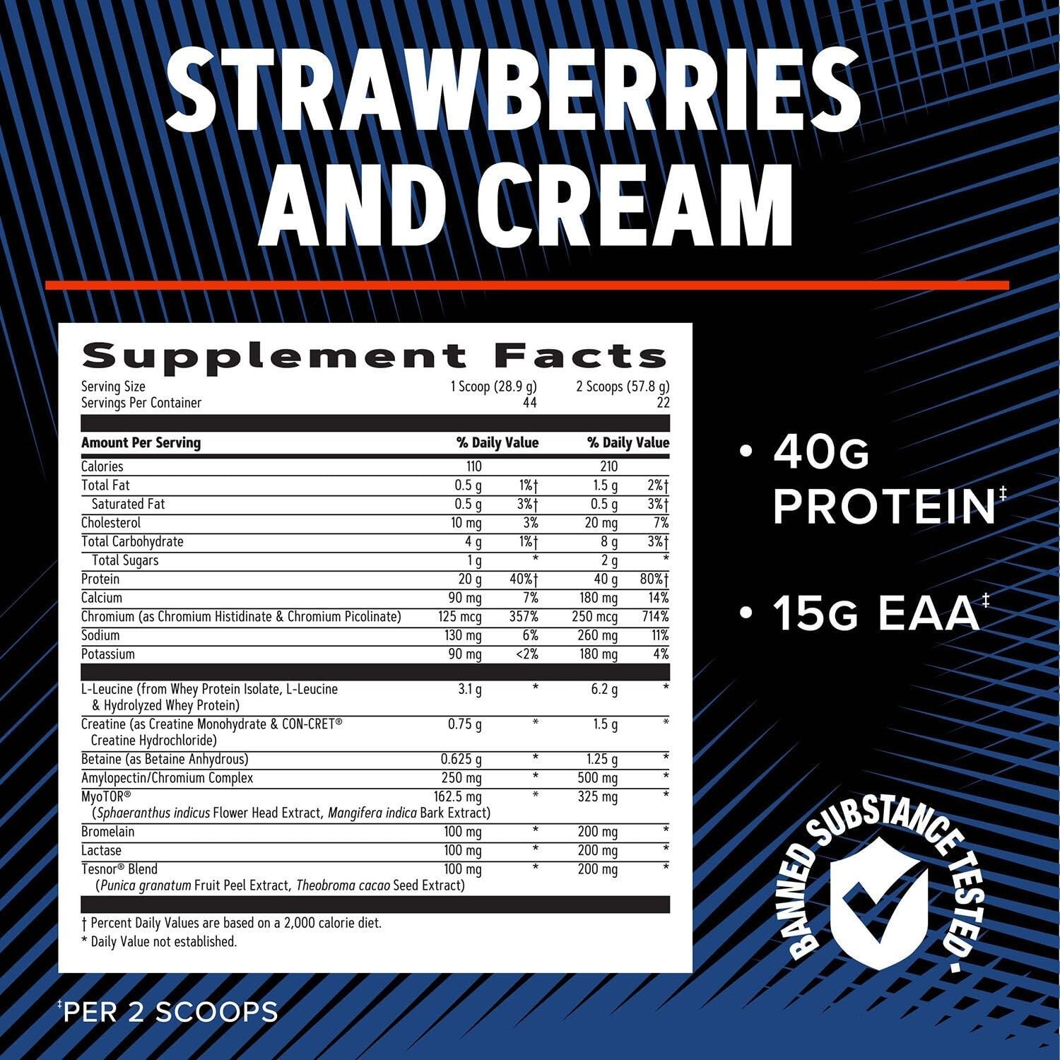 GNC AMP Wheybolic Alpha Protein Powder, Strawberries Cream, 2.8 lbs