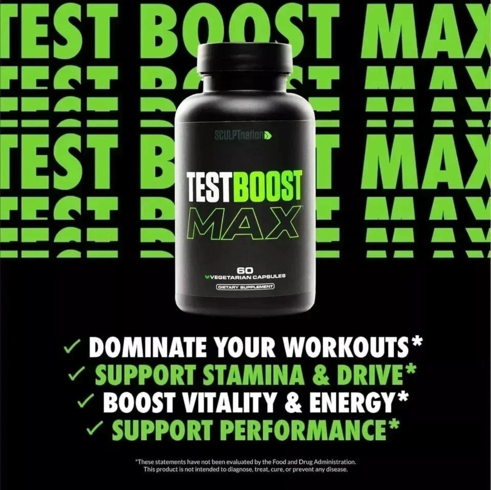 3x-TEST BOOST Max Sculptnation Testosterone Build Muscle Men Fat weight Loss New