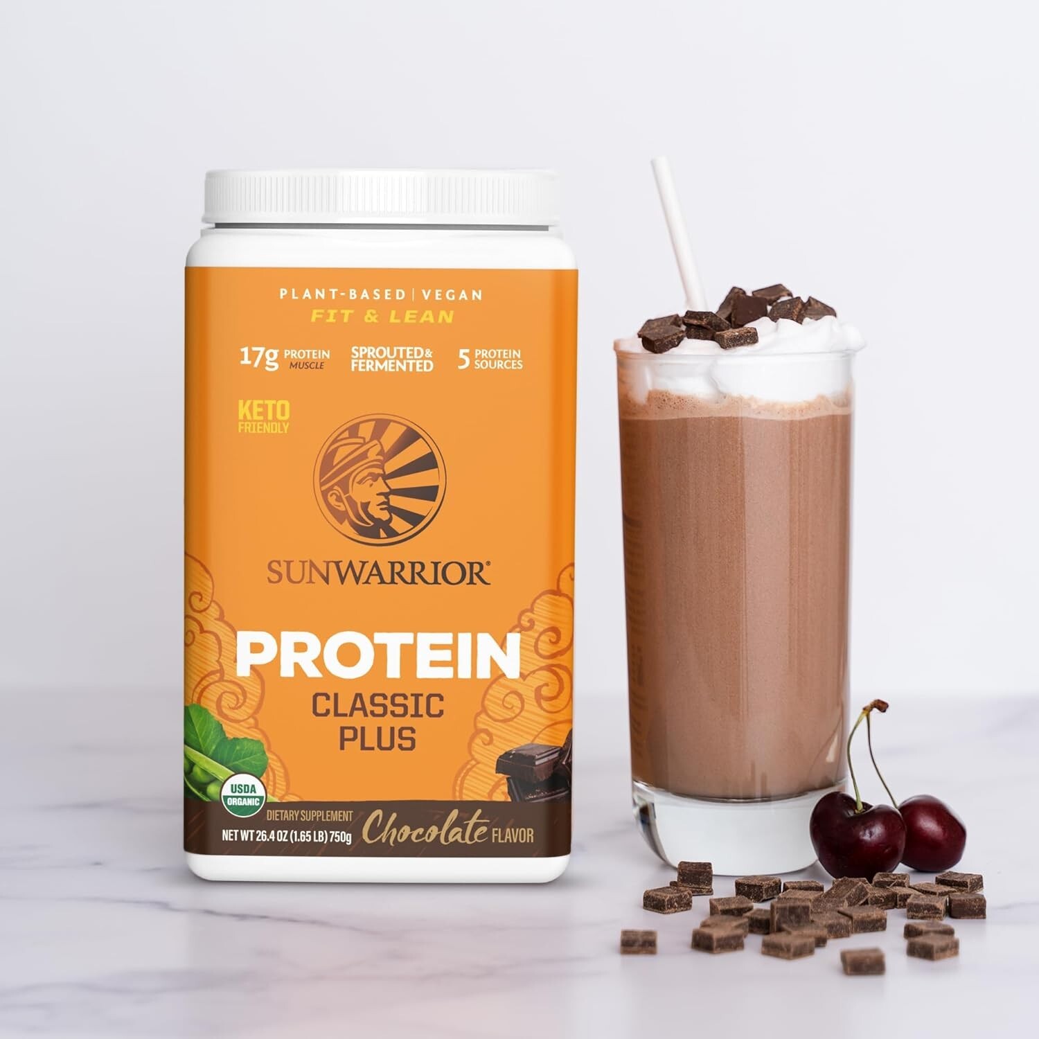 Sunwarrior Classic Plus Organic Vegan Protein Powder with BCAAs Pea Protein 750g