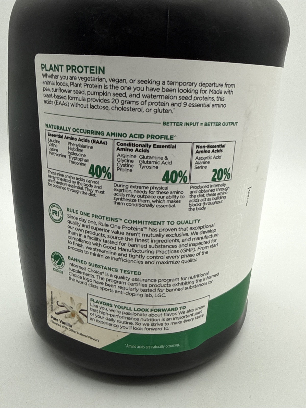 RULE ONE PROTEINS R1 PLANT PROTEIN 100% Plant Based Protein 20 Servings