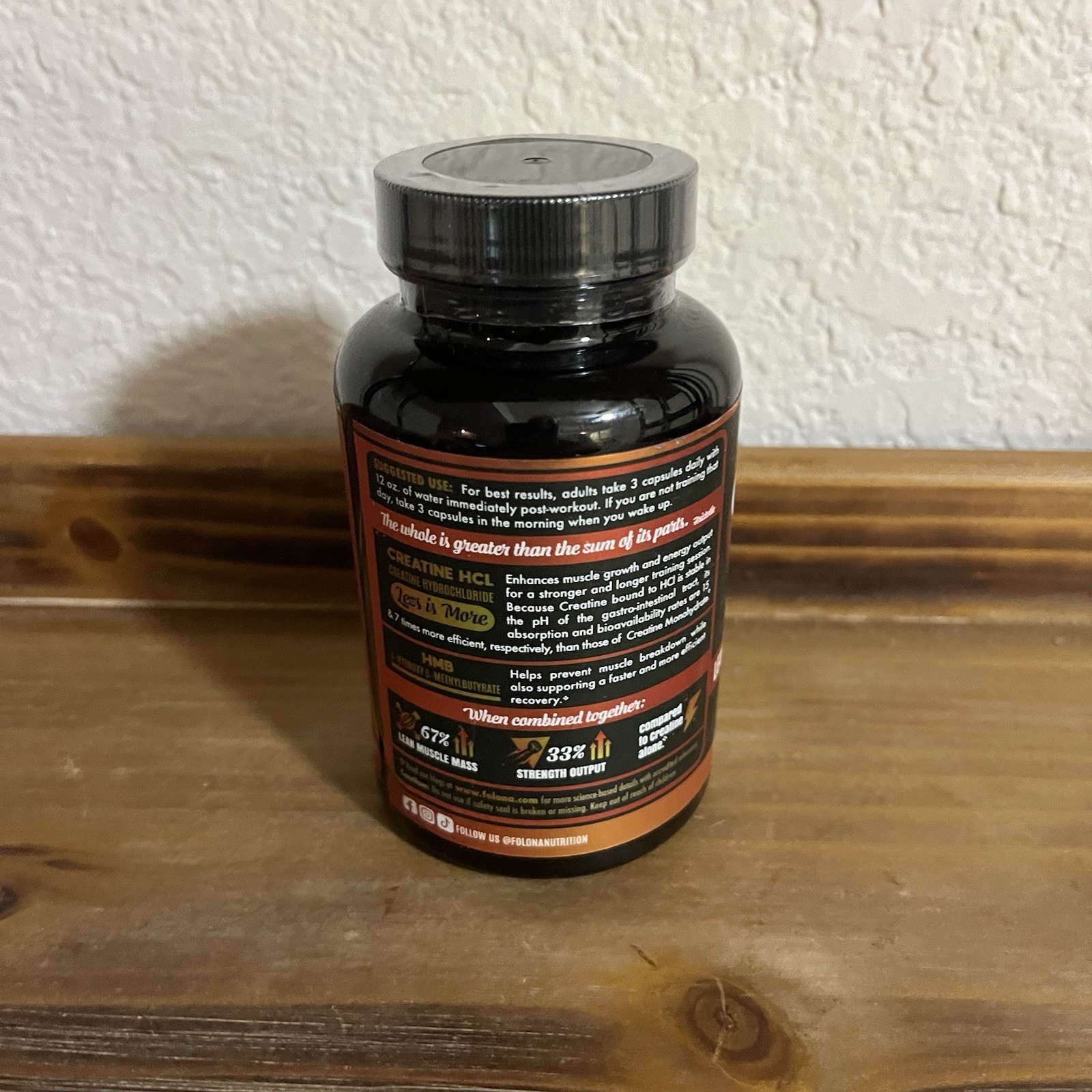 Creatine HCL with HMB 180 Veggie Capsules Lean Muscle Strength Supplement