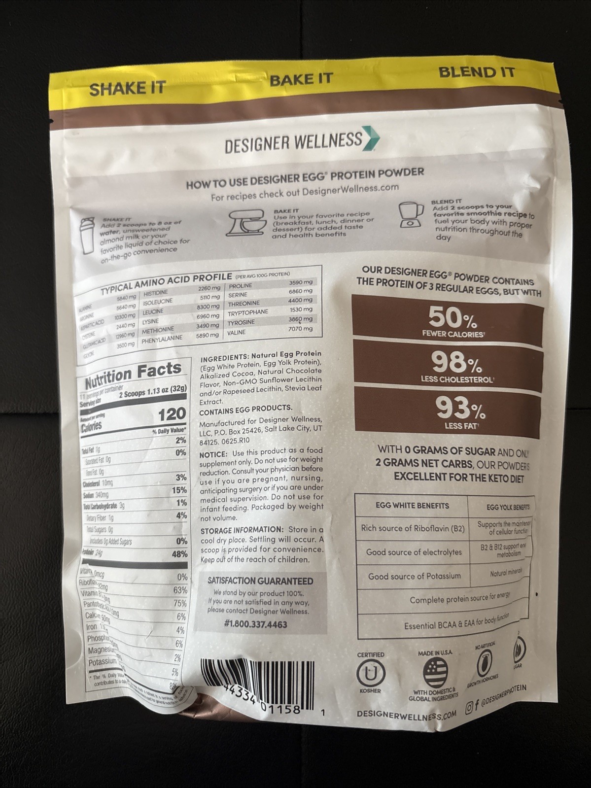 (6)Designer Egg Whole Egg Multifunction Protein Powder, Dutch Chocolate, 12.4 oz