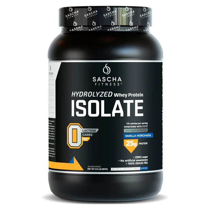 Sascha Fitness Hydrolyzed Whey Protein Isolate,100% Grass-Fed (2 Pounds, All )