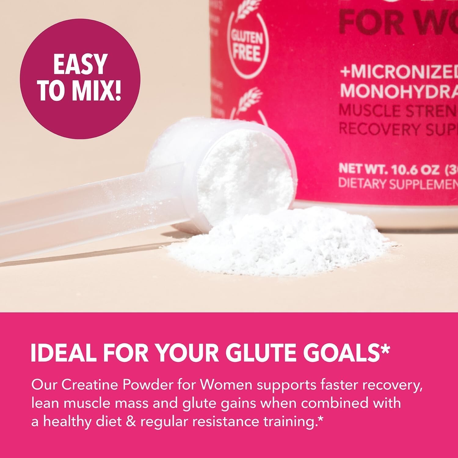 Micronized Creatine Monohydrate for Women Easy-to-Mix Post-Workout Recovery 300g