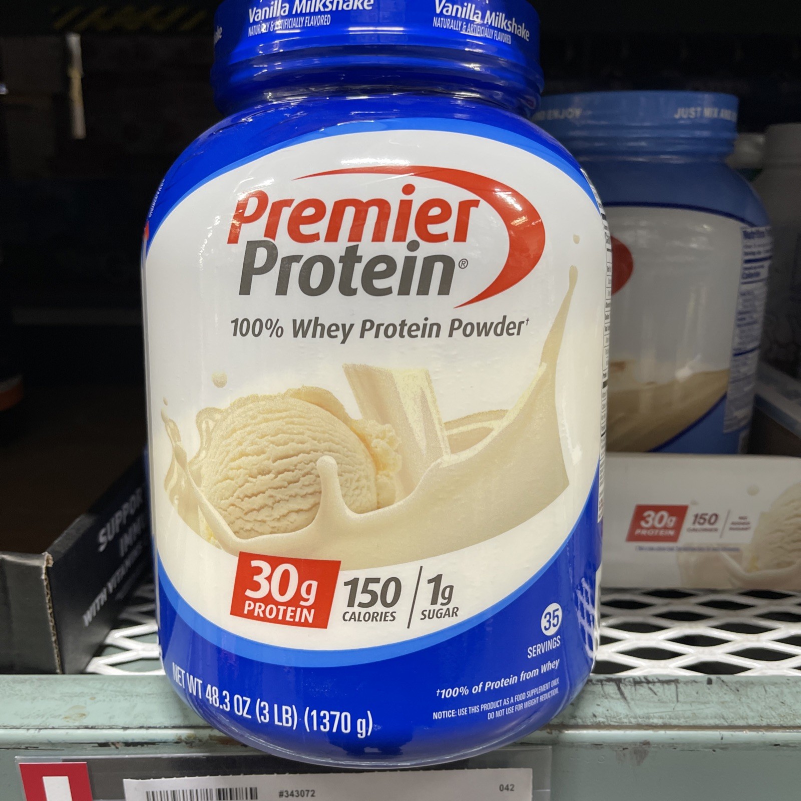 Premier Protein Powder, Vanilla Milkshake (3LB/ 48.3oz ) 35 Servings