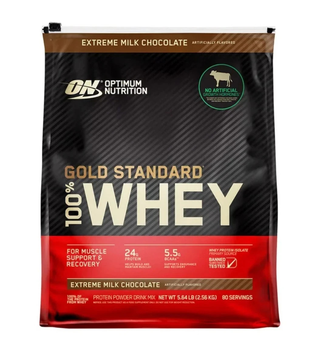 Optimum Nutrition Gold Standard 100% Whey Protein, rBST Free, 80 Servings