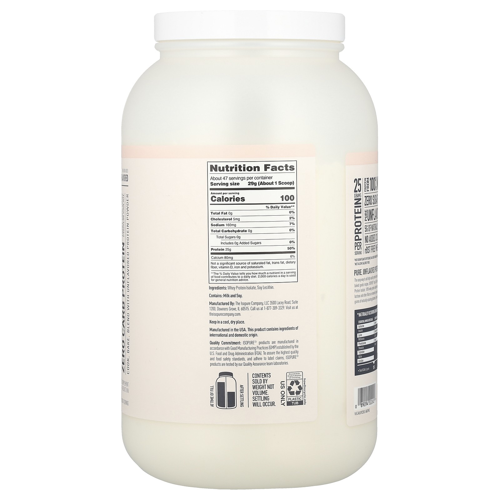 Zero Carb, Protein Powder, Unflavored, 3 lb (1.36 kg)