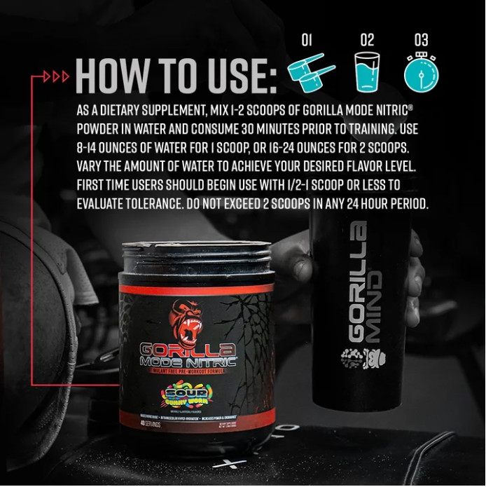 Gorilla Mode Nitric Pre-Workout, Blackberry Lemonade, 1.72 lb