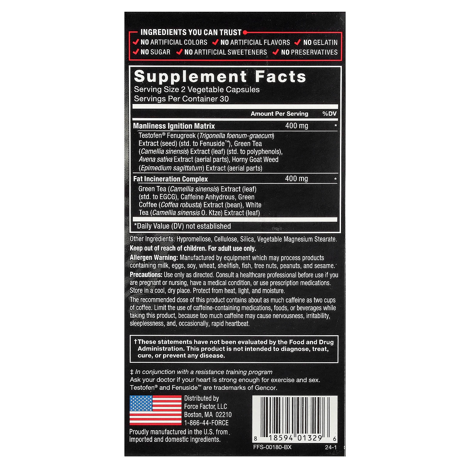 Test X180 Ignite, Free Testosterone Booster & Fat Burner, 60 Capsules