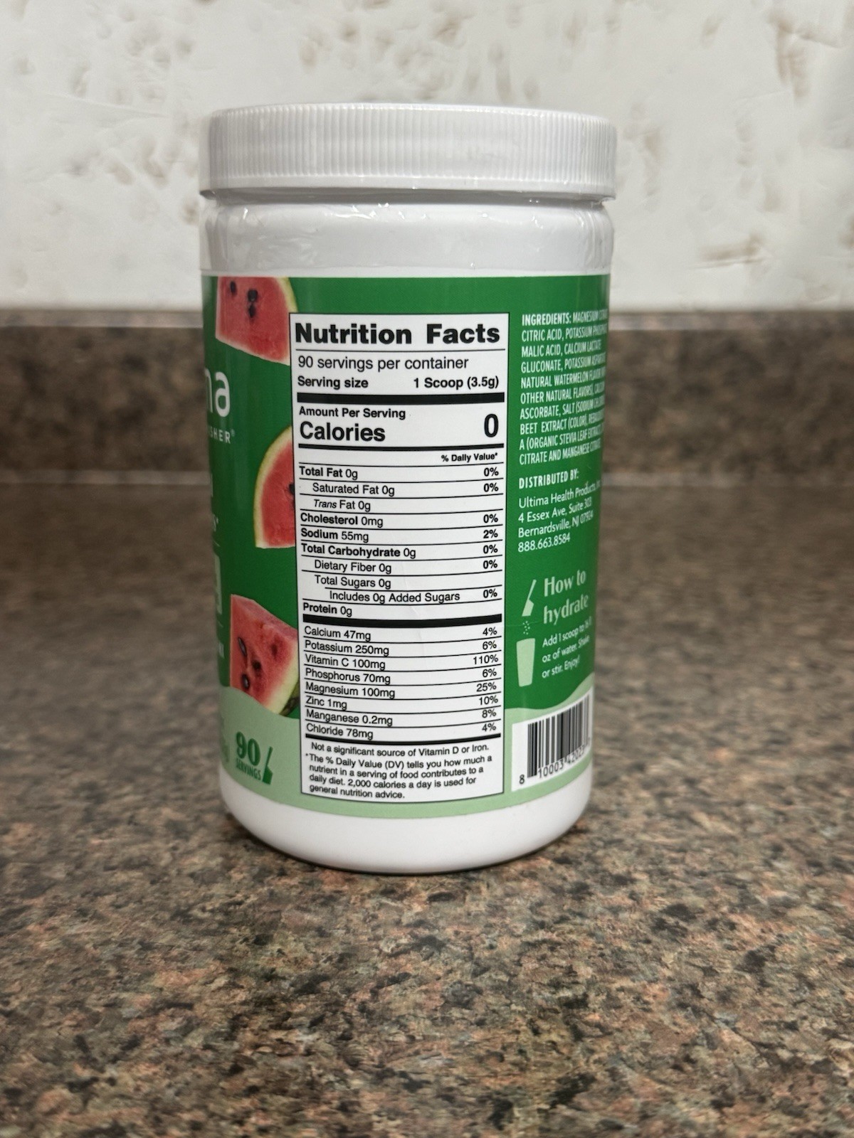 Ultima Replenisher Electrolyte Drink Mix – Watermelon Flavored 90 Servings 8/27