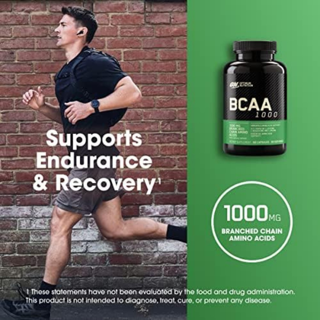 Optimum Nutrition BCAA 1000, 1,000 mg, 60 Capsules (500 mg per Capsule)