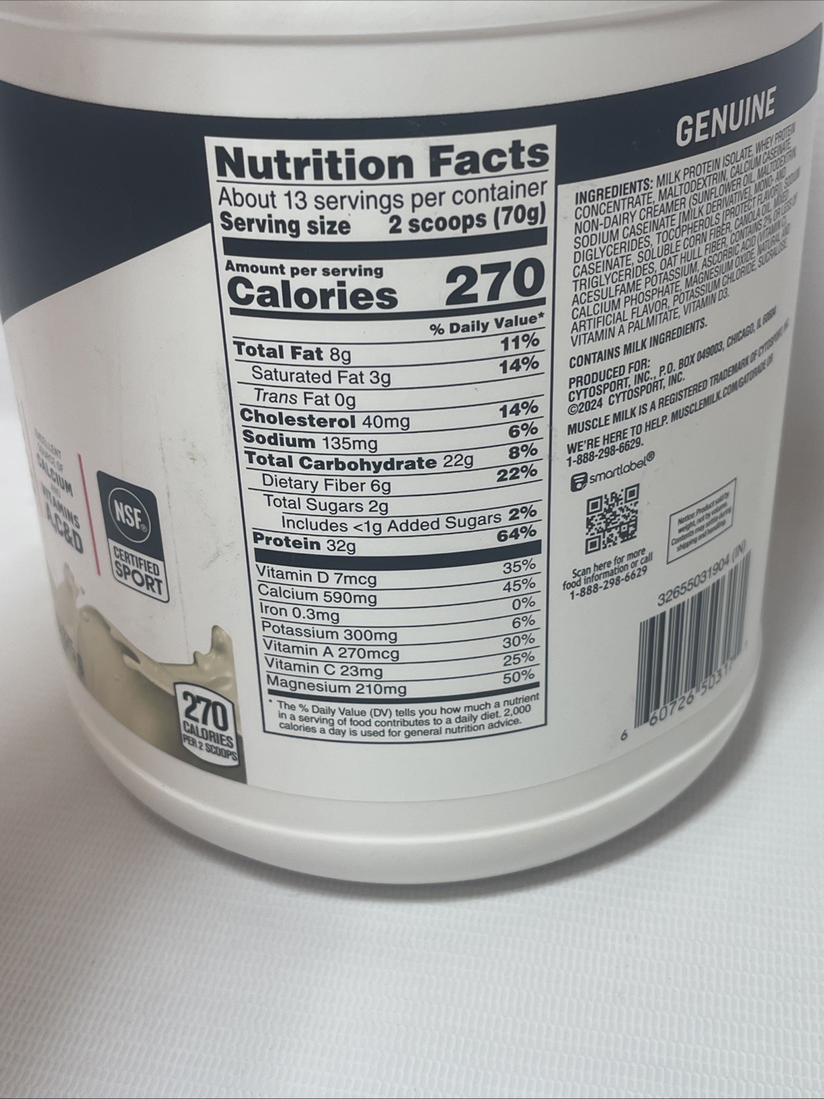 Muscle Milk Lean Muscle Vanilla Creme Protein Powder 1.93 Pound Exp07/2026 New