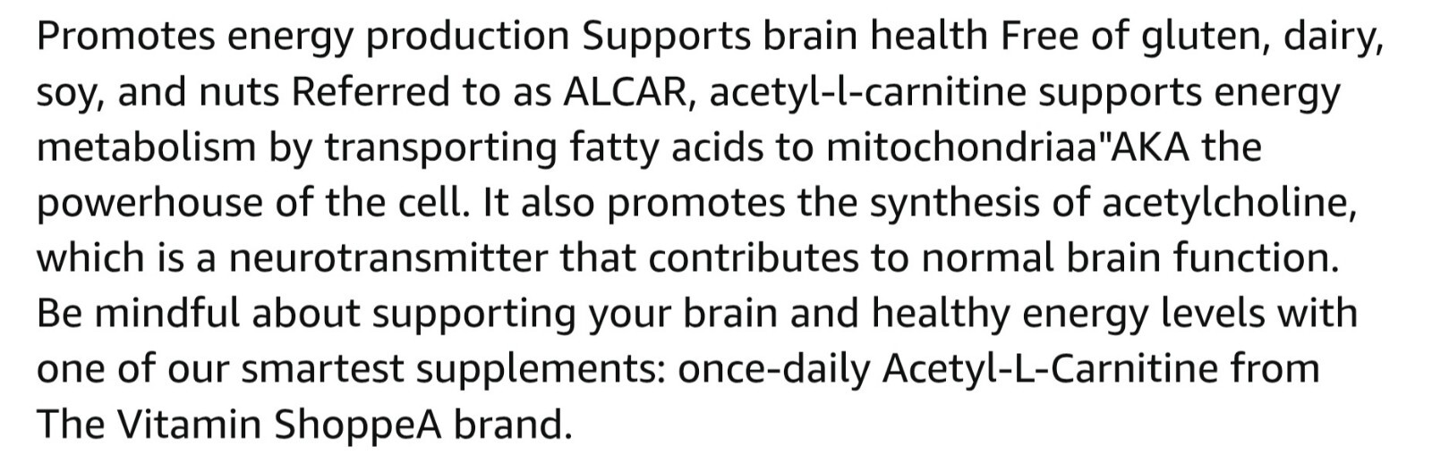 The Vitamin Shoppe ACETYL L-CARNINTINE 240 Capsules ( 240 Servings )BEST BY 5/25
