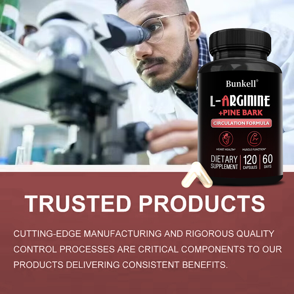 L-Arginine 1800mg Nitric Oxide, French Pine Bark, Supports Muscle Heart Health