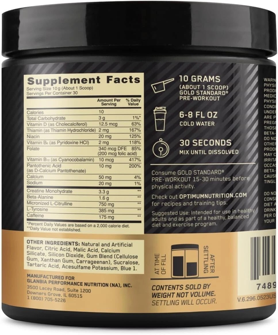 Enhance Performance with Gold Standard Pre-Workout: 30 Servings, Keto-Friendly