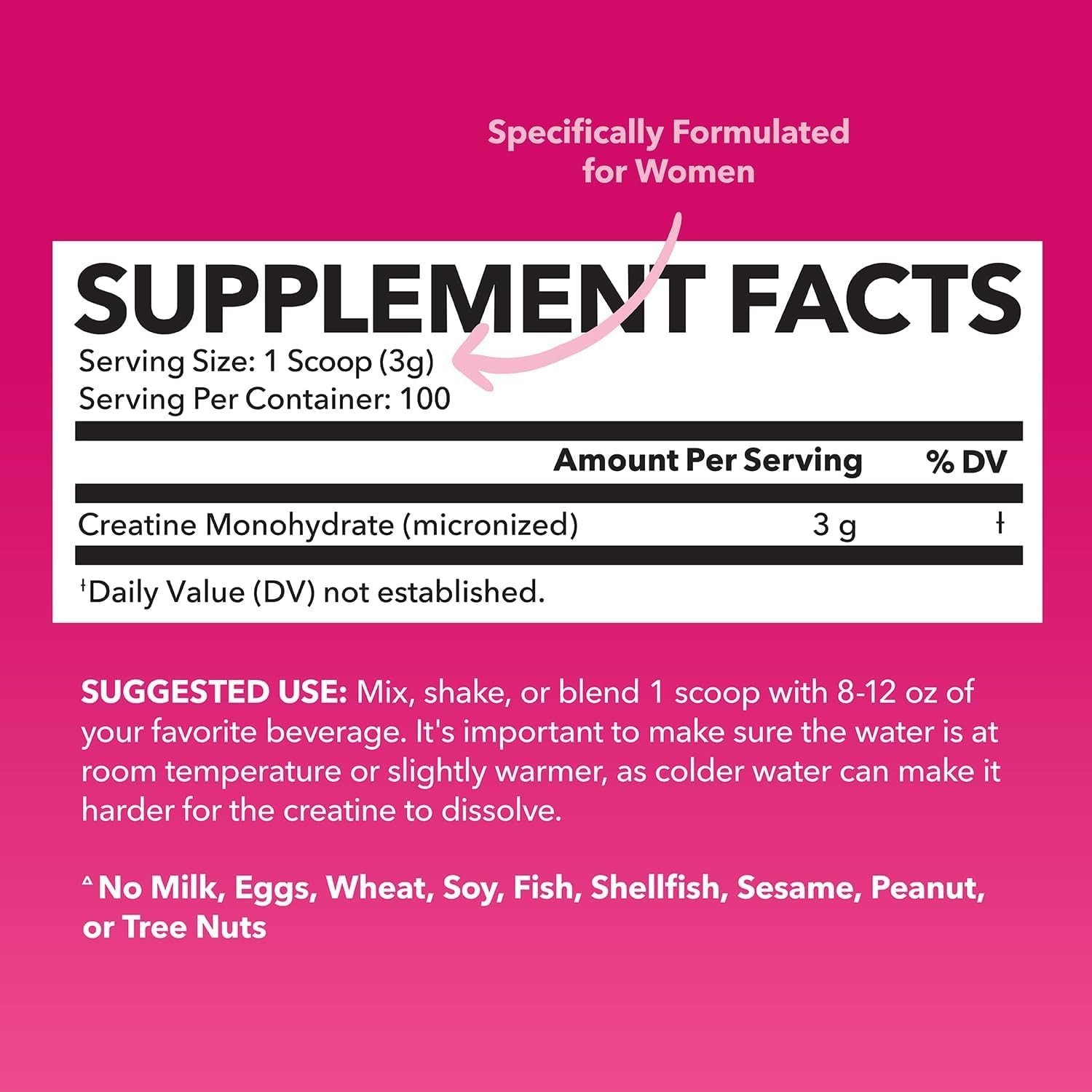 Unflavored Creatine Monohydrate for Women – 300g, Energy & Muscle Support, Vegan